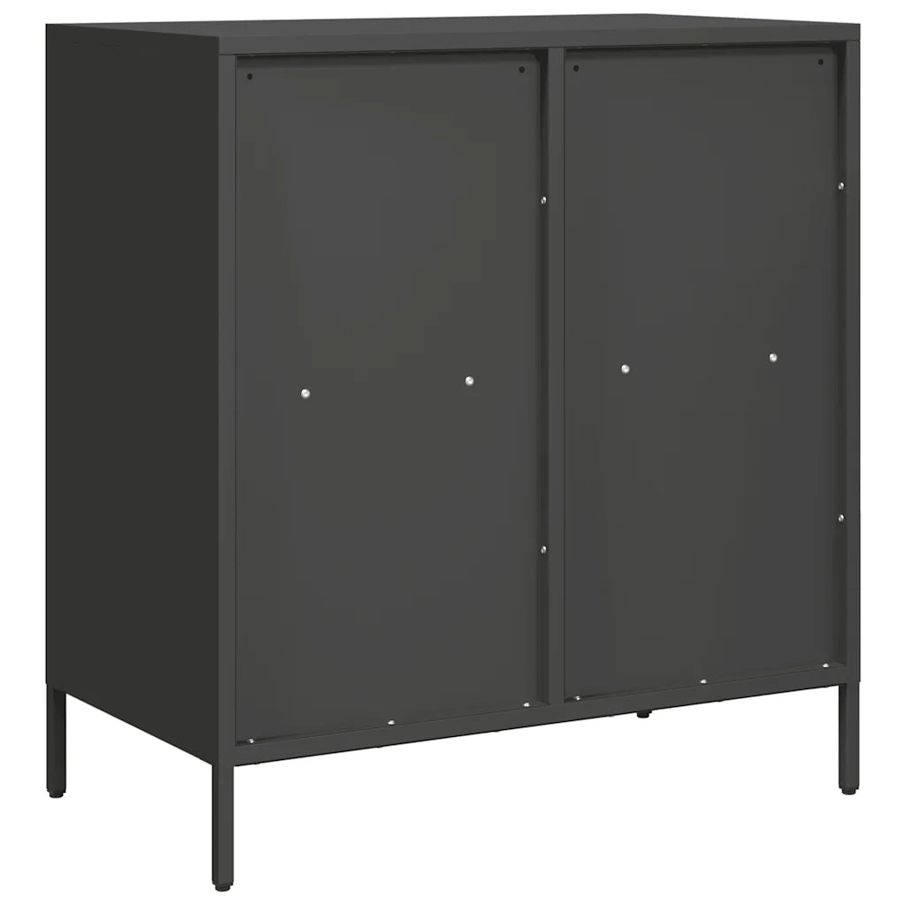 Credenza Nera 68x39x73,5 cm in Acciaio Laminato a Freddo