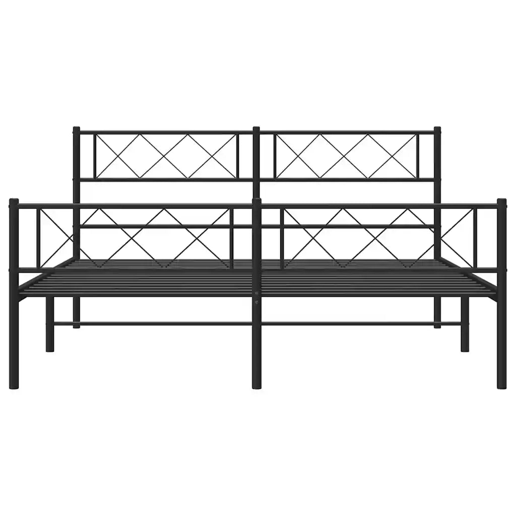 Giroletto con Testiera e Pediera Metallo Nero 150x200 cm 372297