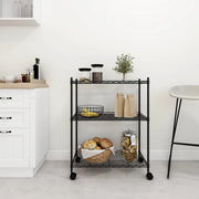 Scaffale a 3 Livelli con Ruote 60x35x81 cm Nero 150 kg 324626