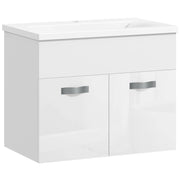 Mobile Bagno Sospeso con Lavabo e Armadietto ¨C Zephmum ¨C Bianco Lucido 61x40x50cm