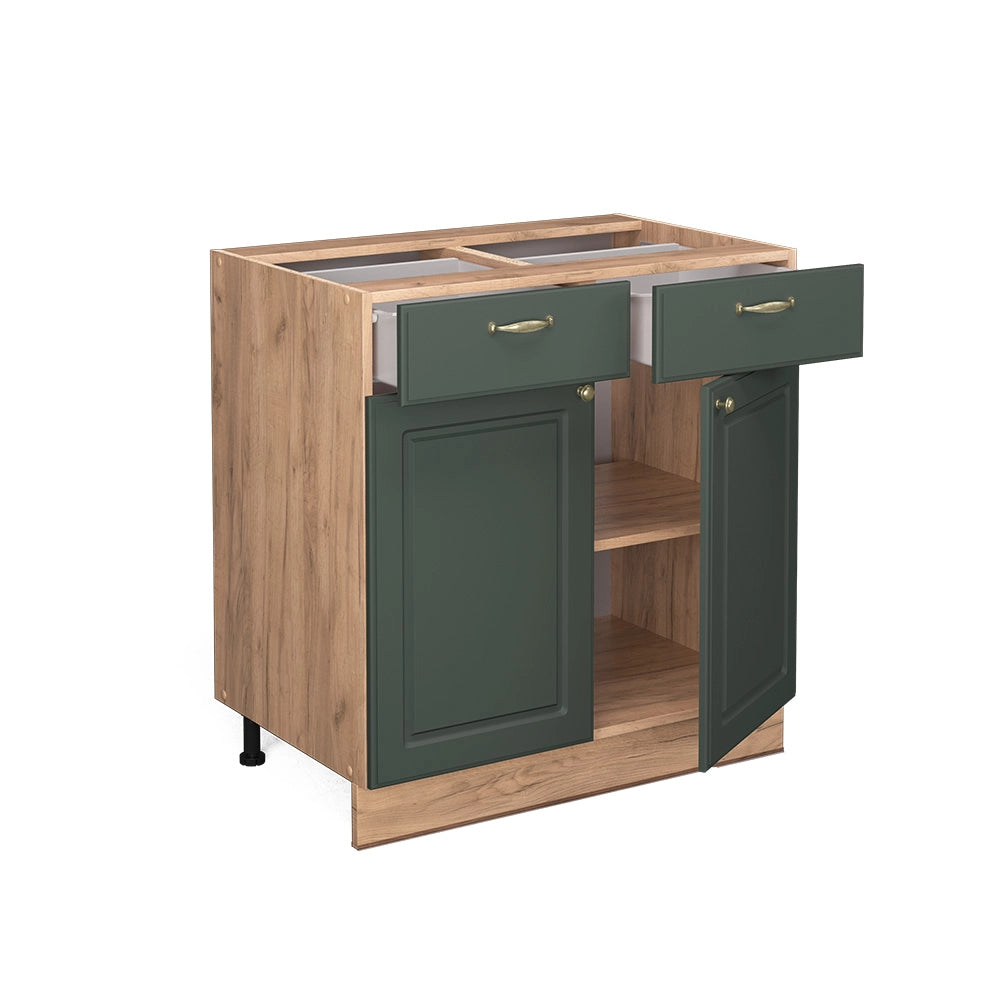 Mobiletto base per cucina Fame-Line Verde-oro rustico/Rovere dorato 80 cm, PL Rovere Vicco