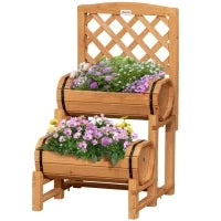 Fioriera da Esterno a Mezza Botte in Legno d'Abete con Design Verticale Rialzato, 45x45x80 cm