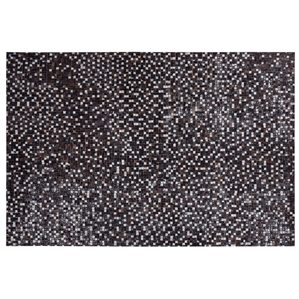 Tappeto tappetino Marrone con Pelle Argento 140 x 200 cm Patchwork Rustico