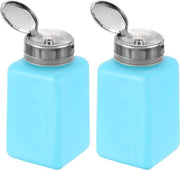 Dispensatore per solvente e alcol, 2 pezzi, 200 ml - Rimuovete la vernice per unghie - Flacone a pompa con punta di stampa in acciaio inossidabile - Pulitore con acetonio e smaltimento - Blu
