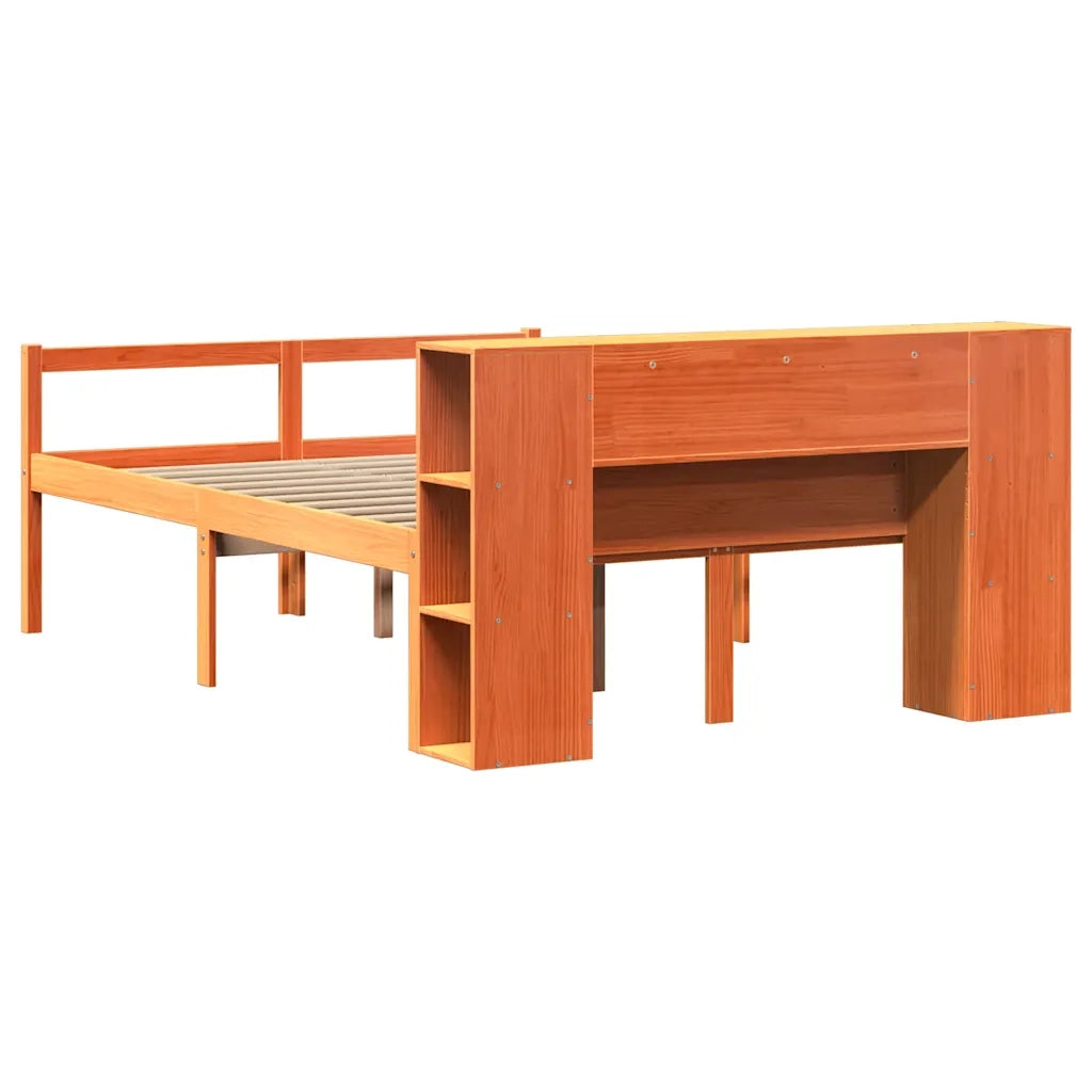 Letto Libreria senza Materasso Marrone Cera 135x190 cm Legno 3321980