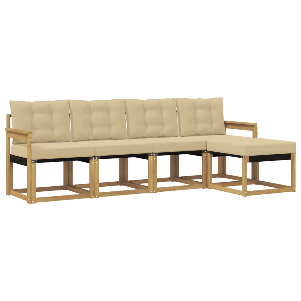 Set di divani da esterno 5 pz Bianco e Beige 3389375