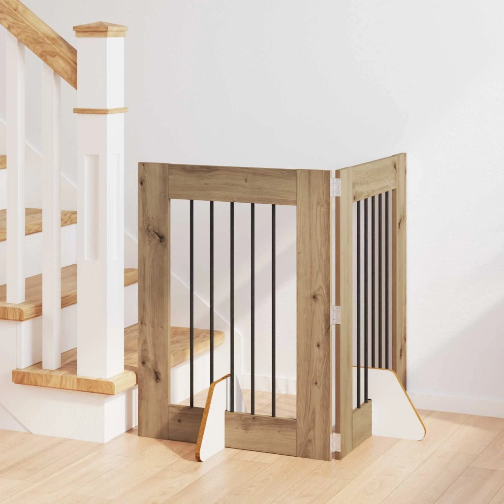 Cancello per cani con supporti 2 pcs Rovere Artigianale 892096