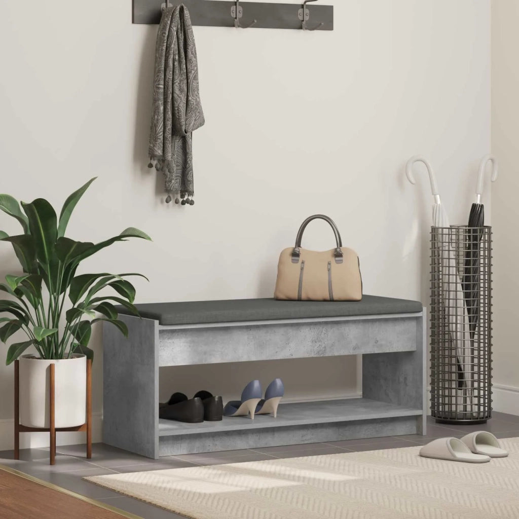 Panca per ingresso con cuscino Grigio Cemento 103 x 38 x 45 cm 891587