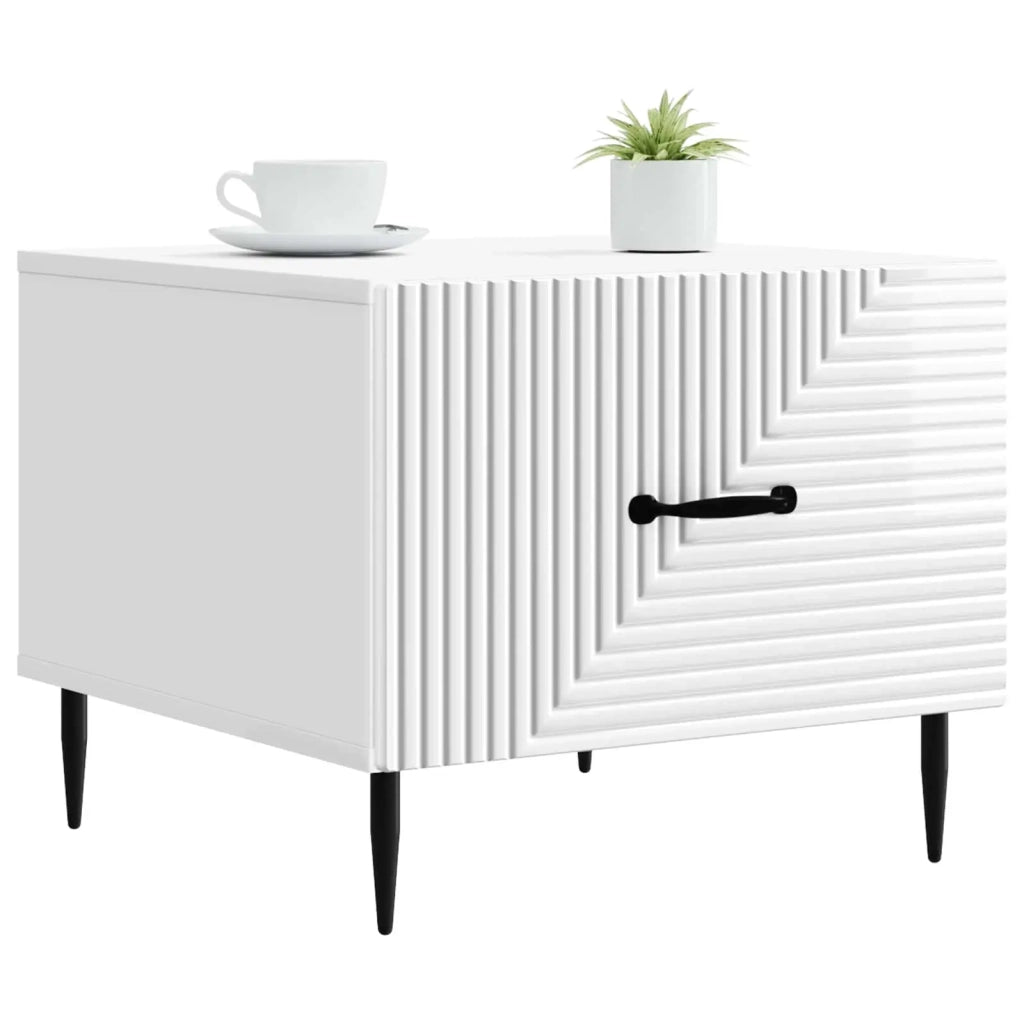 Tavolino da salotto con cassetto Bianco Lucido 49 x 50 x 40 cm