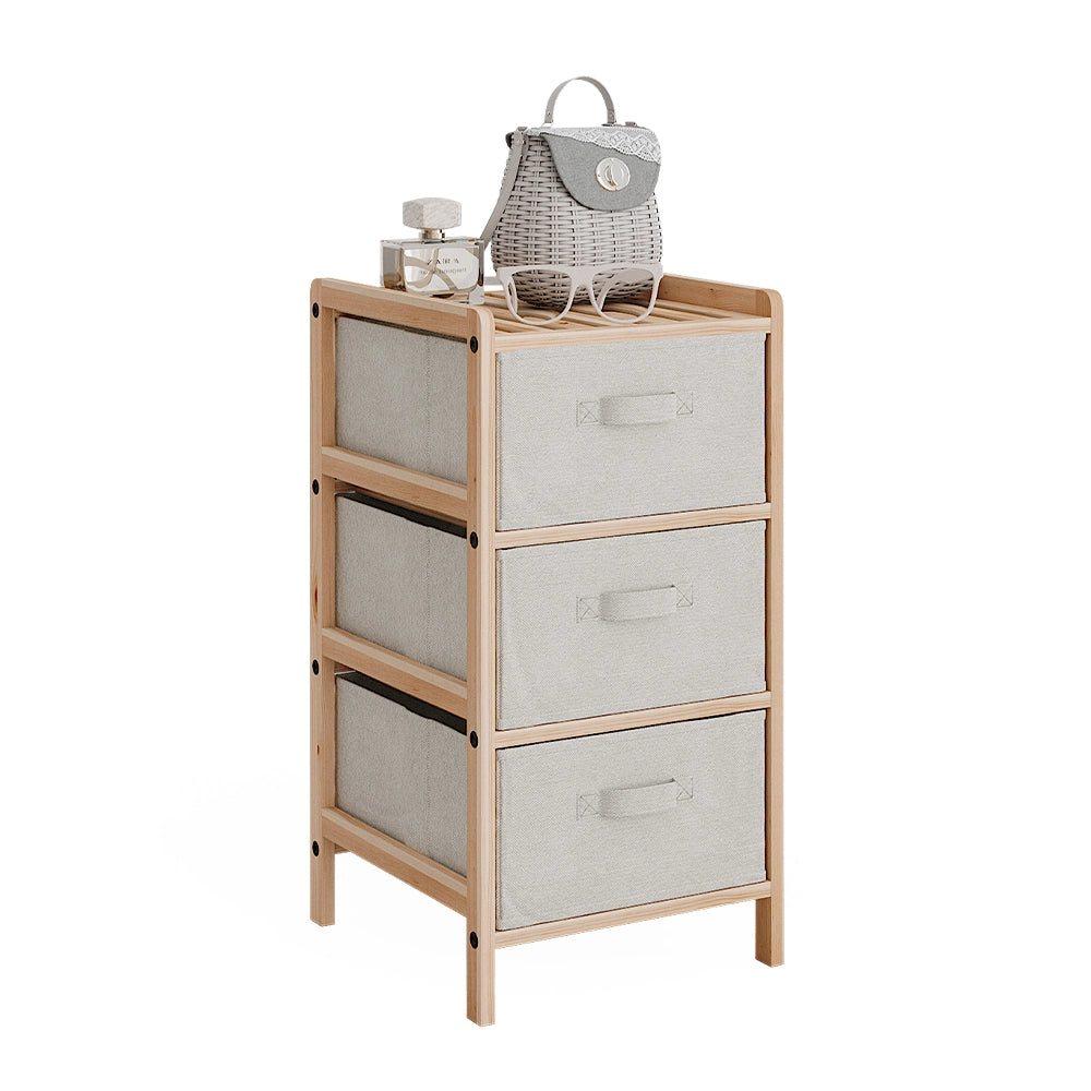 Vicco Mobile da bagno Beige 34.5 x 67 cm con 3 cassetti in tessuto
