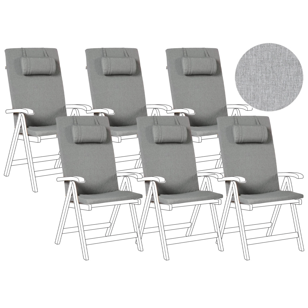 Set di 6 Cuscini in Tessuto grigio melange da Schienale per Sedie da Giardino Toscana/Java/Amantea stile elegante