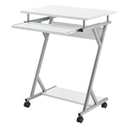 Scrivania per computer con rotelle vassoio scorrevole per tastiera e 4 ruote MDF 60 cm bianco 03_0001153