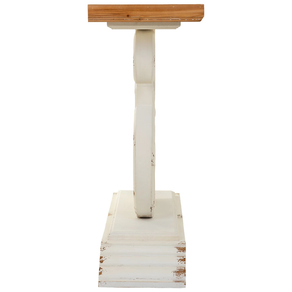 Tavolino da ingresso in legno bianco 110x36x91h cm