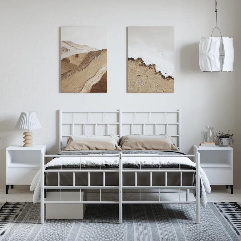 Giroletto con Testiera e Pediera Metallo Bianco 150x200 cm