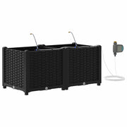 2 pz Fioriere | Cassetta per fiori | Vaso da giardino Nero 80 x 40 x 37,5 cm Plastica