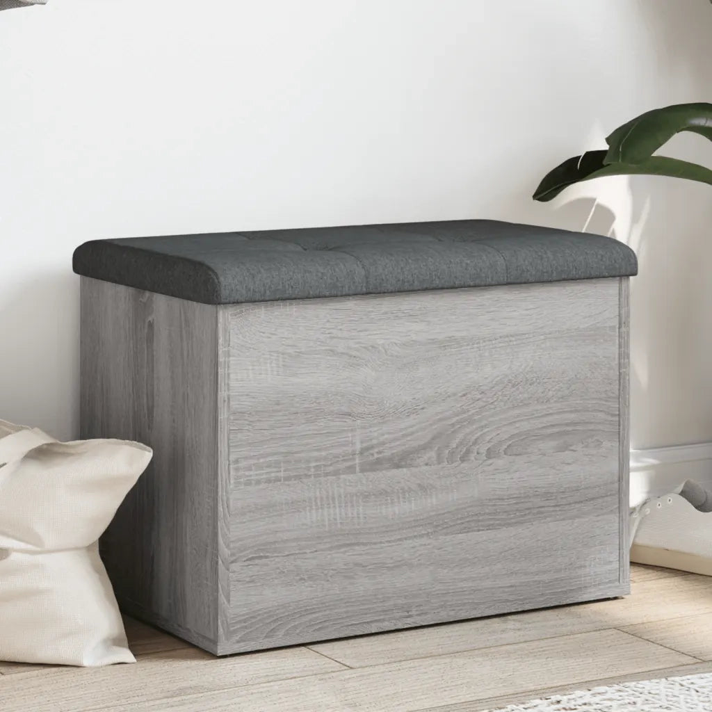 Panca Portaoggetti-Sgabello-Panca con Contenitore Grigio Sonoma 62x42x45 cm Legno Multistrato