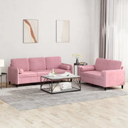 Set di Divani 2 pz con Cuscini Rosa in Velluto 3202037