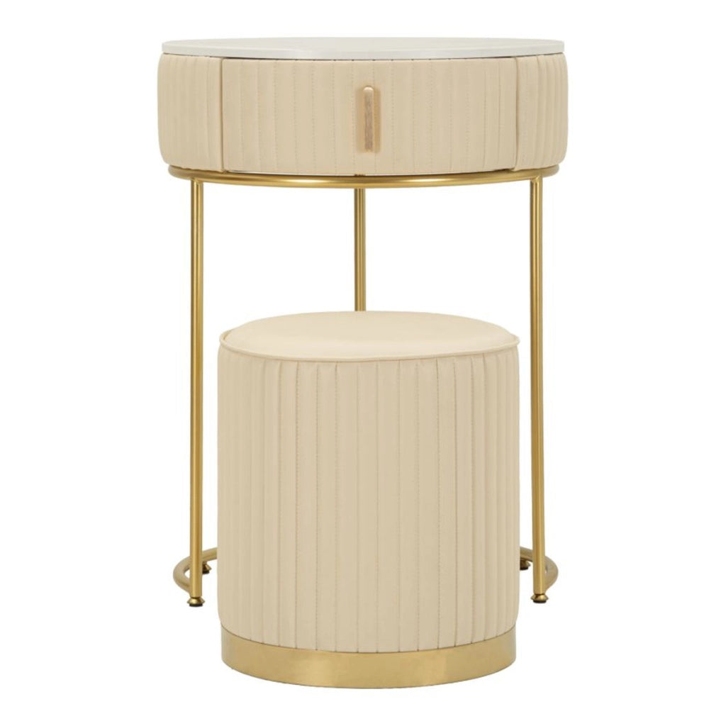 Set toletta POK con puff, design rotondo in oro