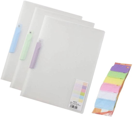 Set di cartelle da disegno - 3 cartelle da disegno rotolabili - 6 clip creative - A4 - stabile - clip per classificazione multifunzionali - cartella per documenti