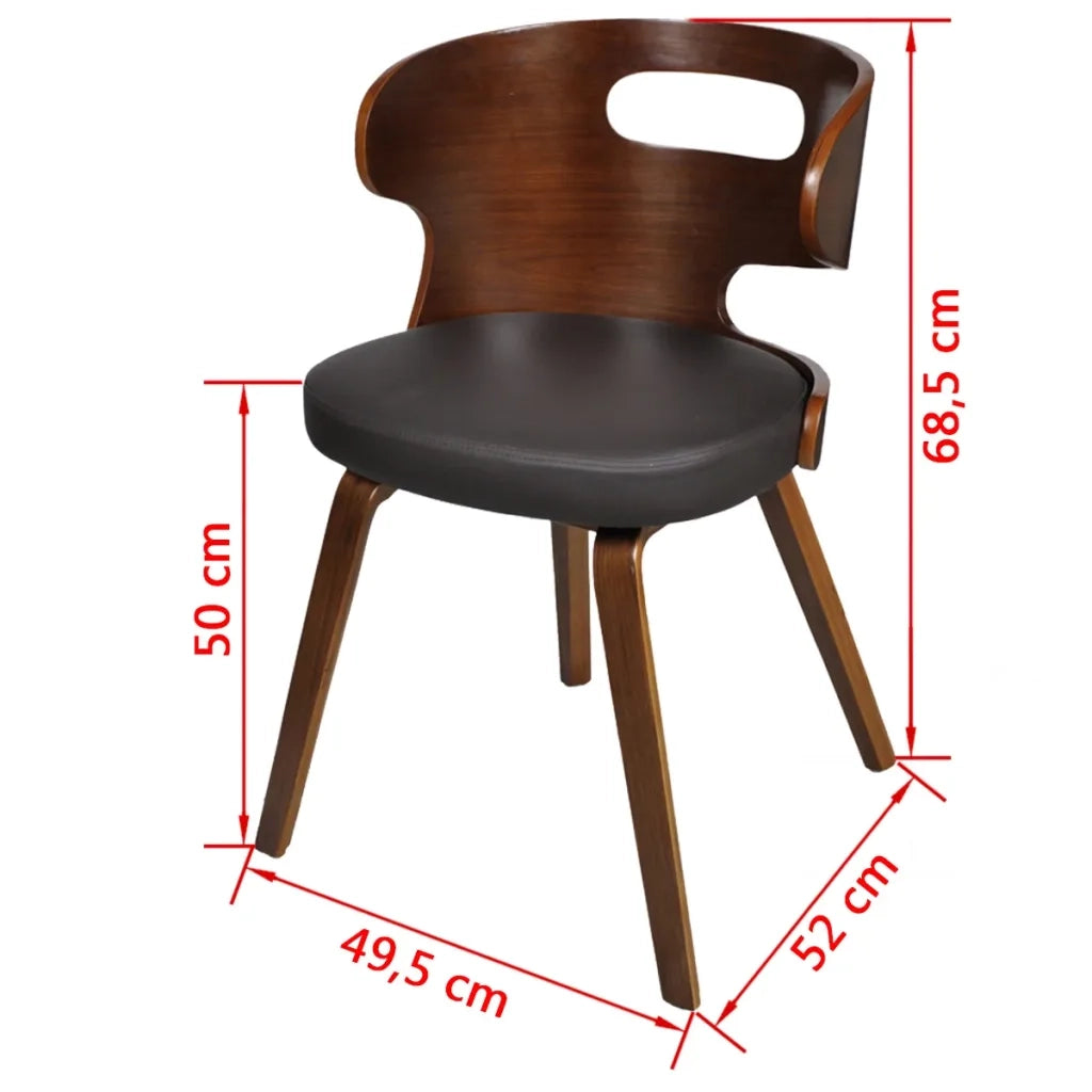 Sedie da Pranzo 4 pz Marroni in Legno Curvo e Similpelle cod mxl 39545
