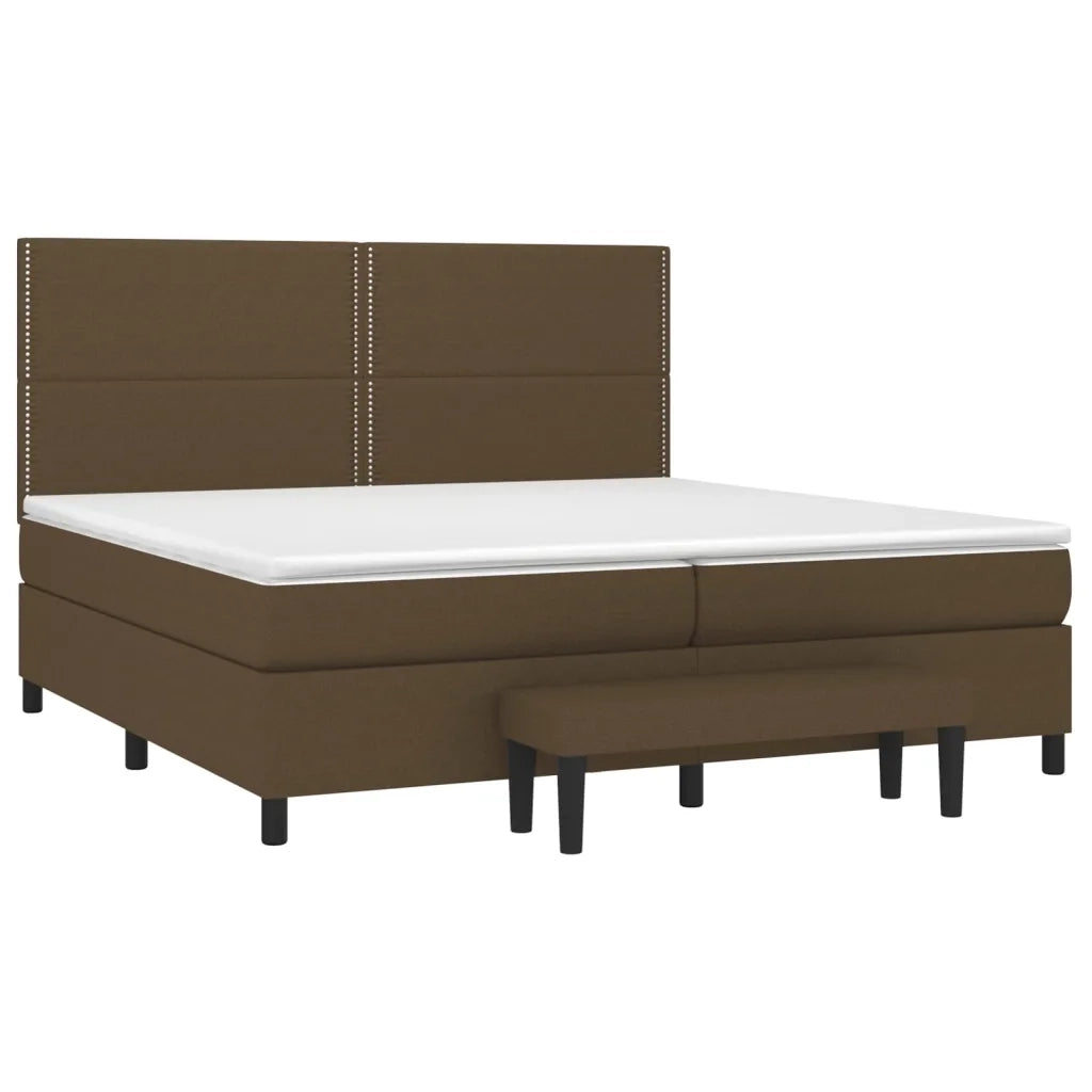 Giroletto a Molle con Materasso Marrone Scuro 200x200cm Tessuto 3136544