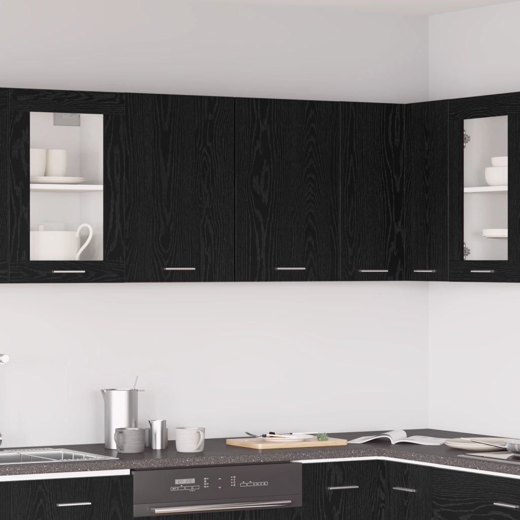 Cabinet Appeso in Rovere Nero - 80x31x60 cm - Realizzato in Legno Ingegnerizzato