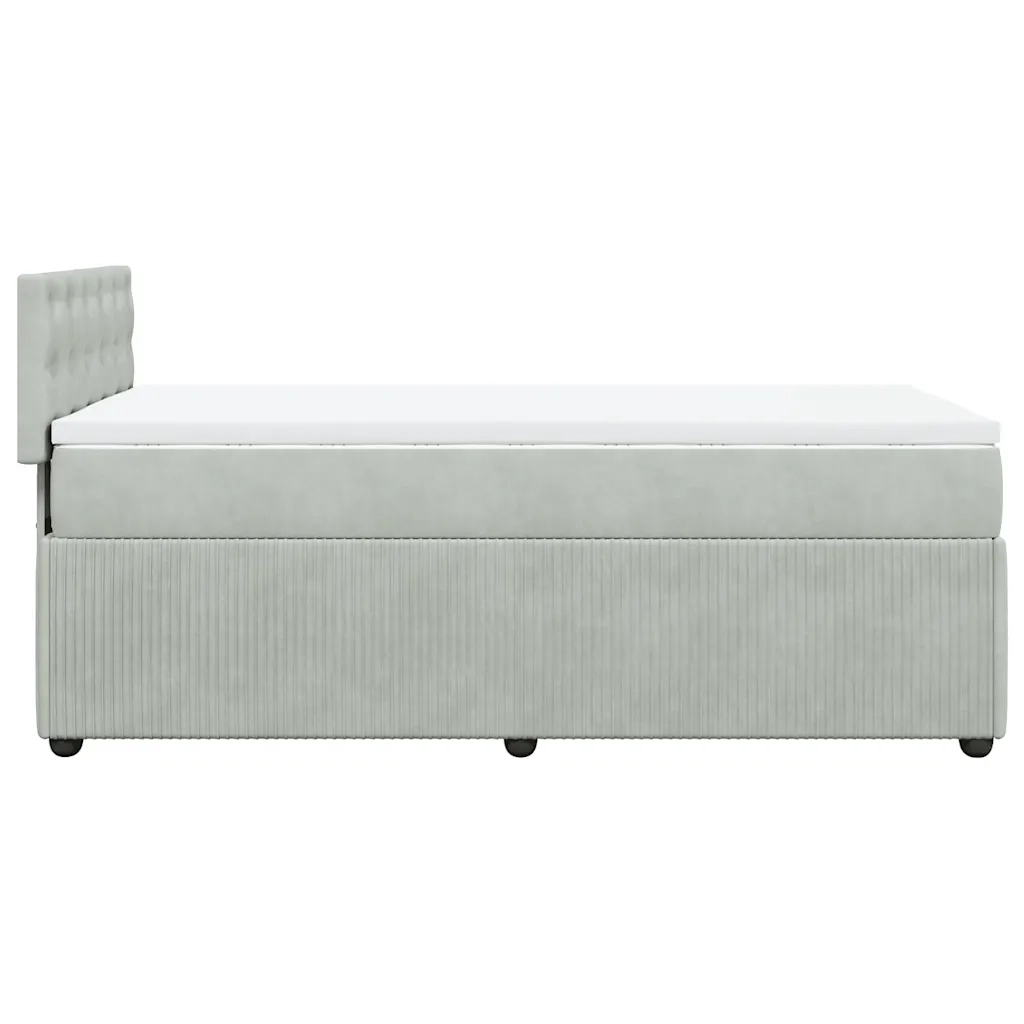 Giroletto a Molle con Materasso Grigio Chiaro 90x200 cm Velluto