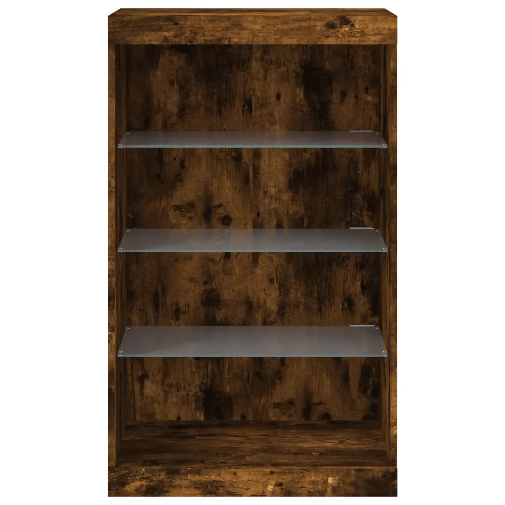 Credenza con Luci LED Rovere Fumo 60,5x37x100 cm 836711