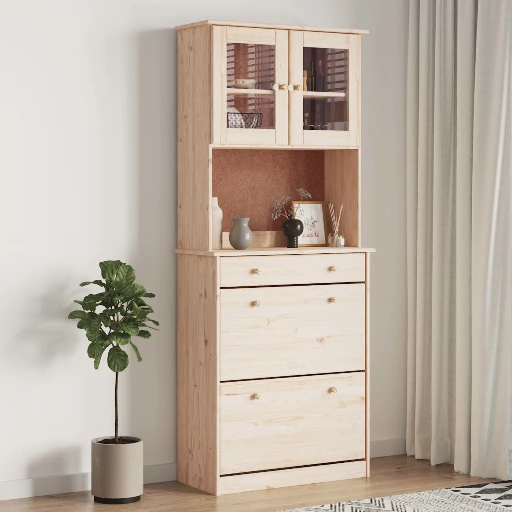 Credenza | Madia | Buffet da pranzo | Armadio da pranzo ALTA 77x35x188 cm in Legno Massello di Pino