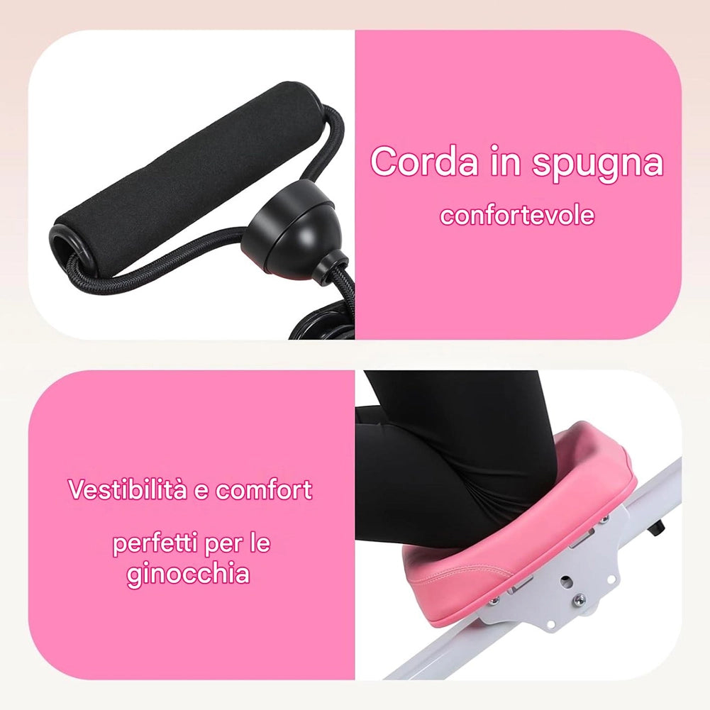AB Machine Rosa Attrezzo Fitness per Addominali Multiuso Pieghevole Vogatore