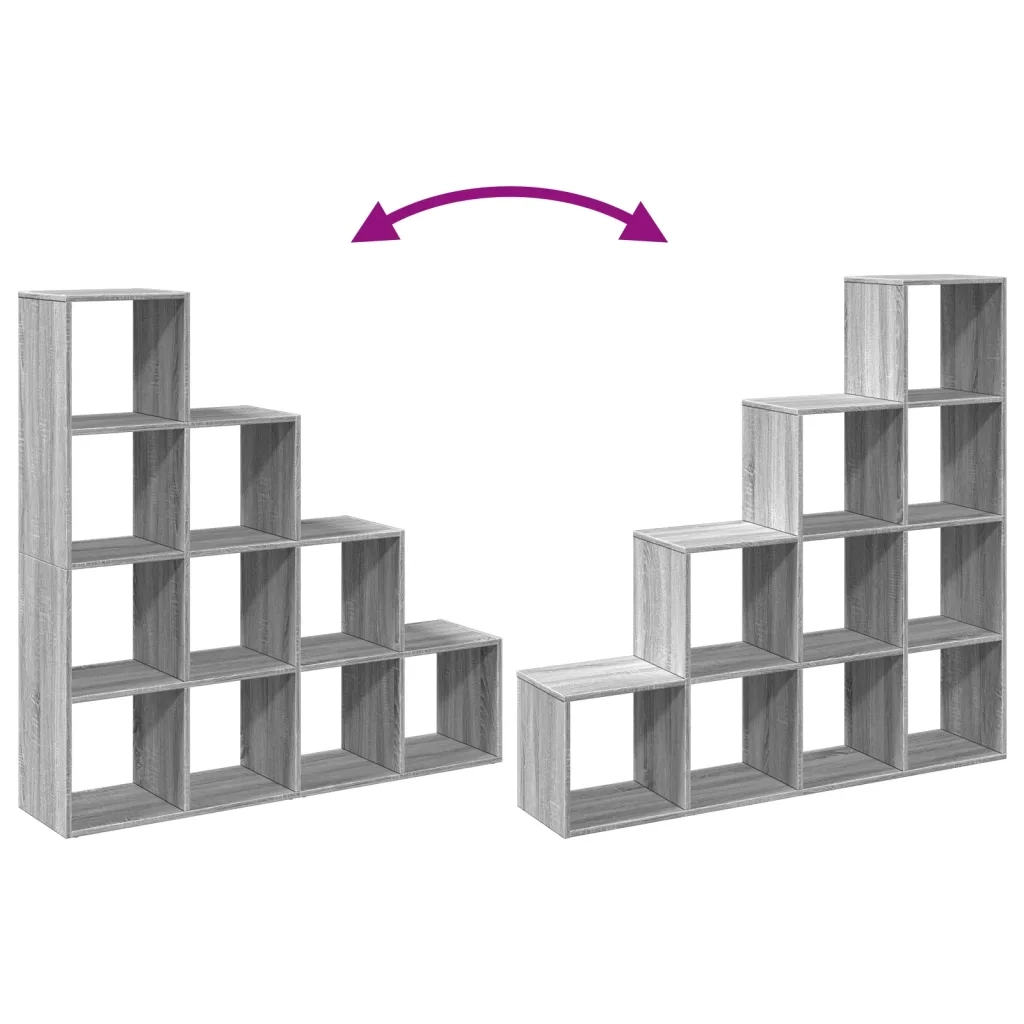 Libreria 4 Ripiani-Scaffale per Libri-Mobile di Stoccaggio Grigio Sonoma 131,5x29x131,5 cm Truciolato
