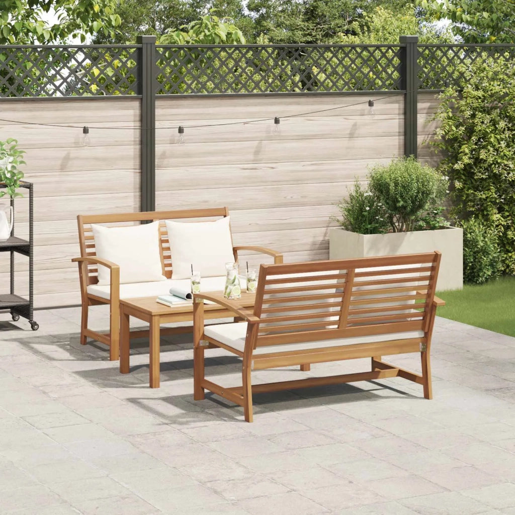 Set Divano da Giardino 3 pcs Naturale Legno di teak solido