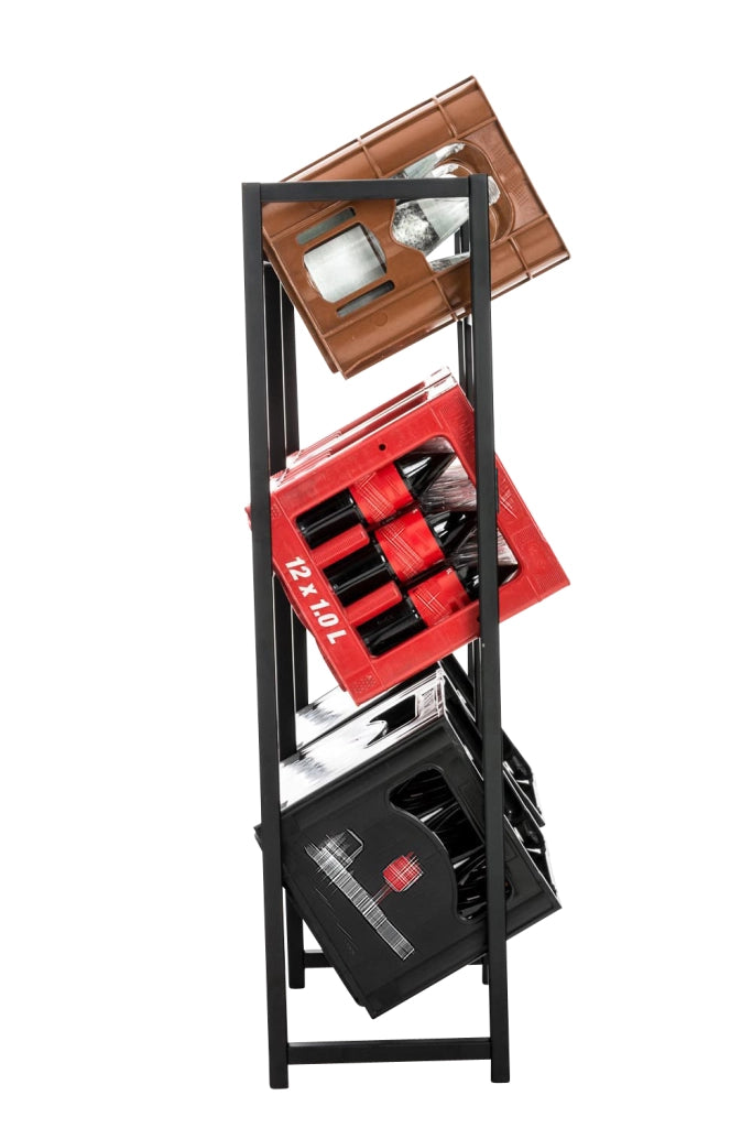 Scaffale Porta Casse di Bibite Lennert per 6 casse,nero