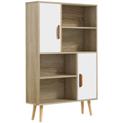 Libreria 4 nicchie 2 ante scaffale ¨C zephmum ¨C 80x24x123 cm legno massello rovere