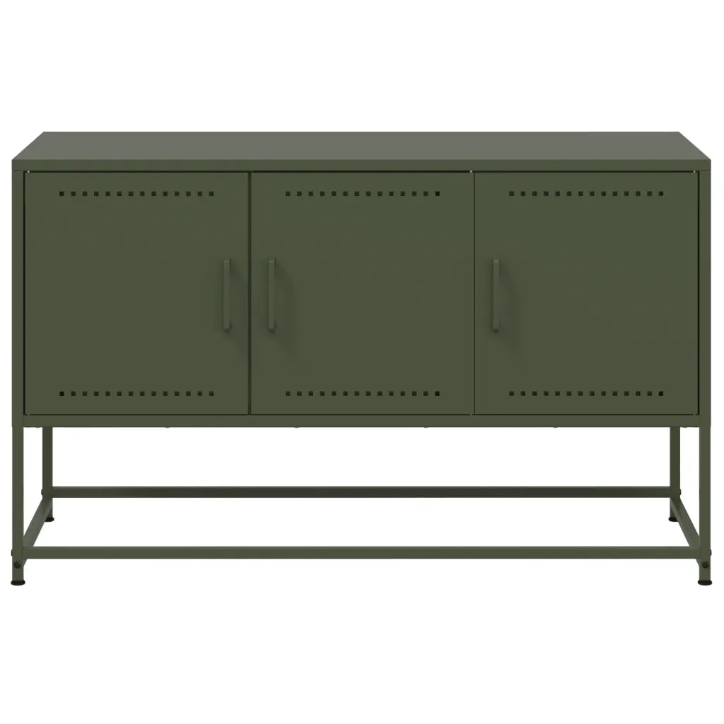 Mobile TV Verde Oliva 100,5x39x60,5 cm in Acciaio