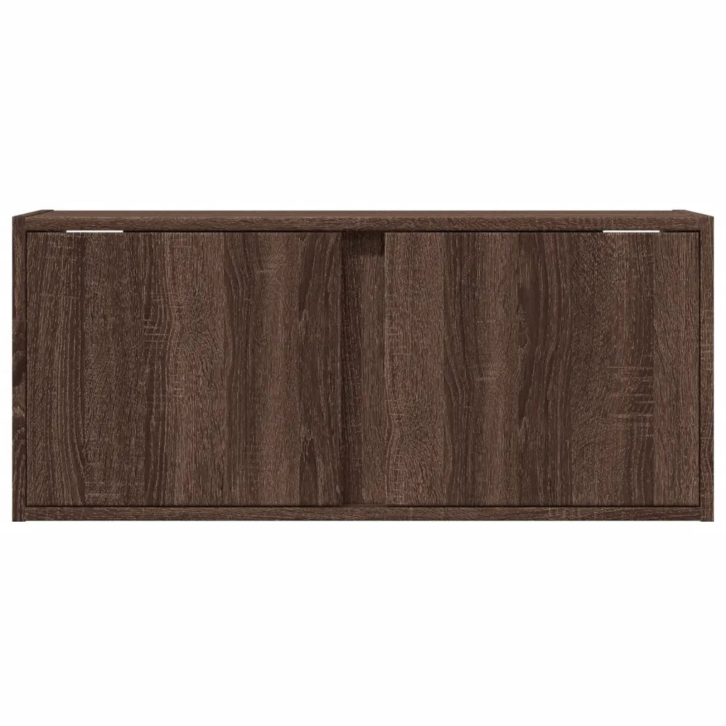 Mobile TV a Parete con Luci LED Rovere Marrone 80x31x35 cm 852263