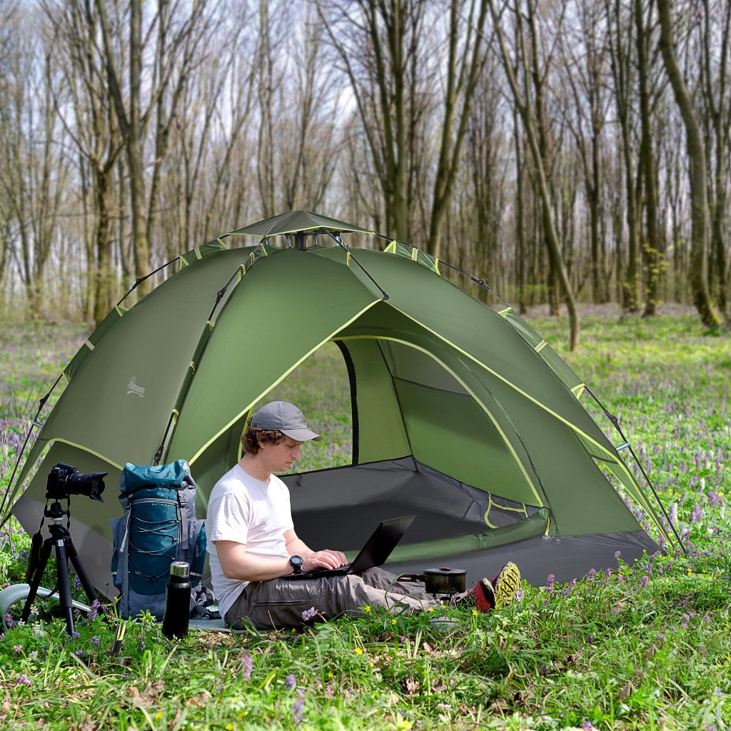 TENDA 4 Stagioni Quick-Up 210x210x140 cm Verde Scuro in Poliestere