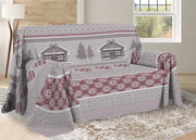 Telo Arredo Multiuso Linea Pensieri Delicati In Cotone Disegno Chalet - Matrimoniale - Rosso