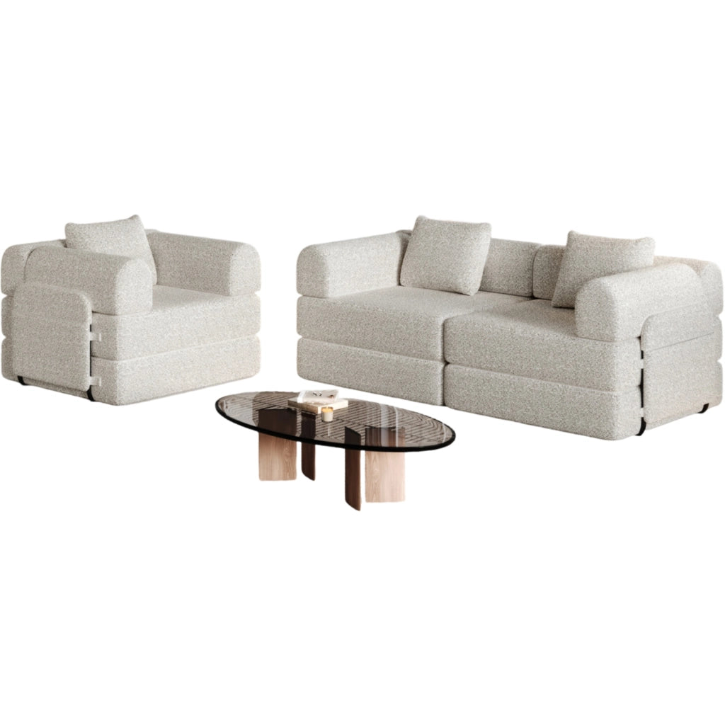 Divano letto 1 posto in ciniglia color khaki con vano portaoggetti nel bracciolo, struttura in acciaio e base antiscivolo