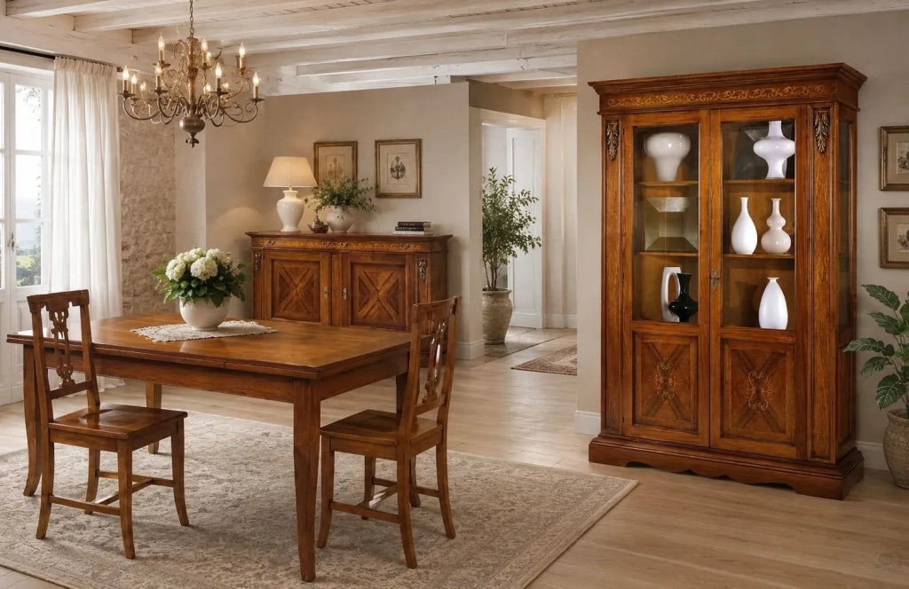 Soggiorno credenza contro mobile tavolo sedie arte povera classica - Mobili 2G