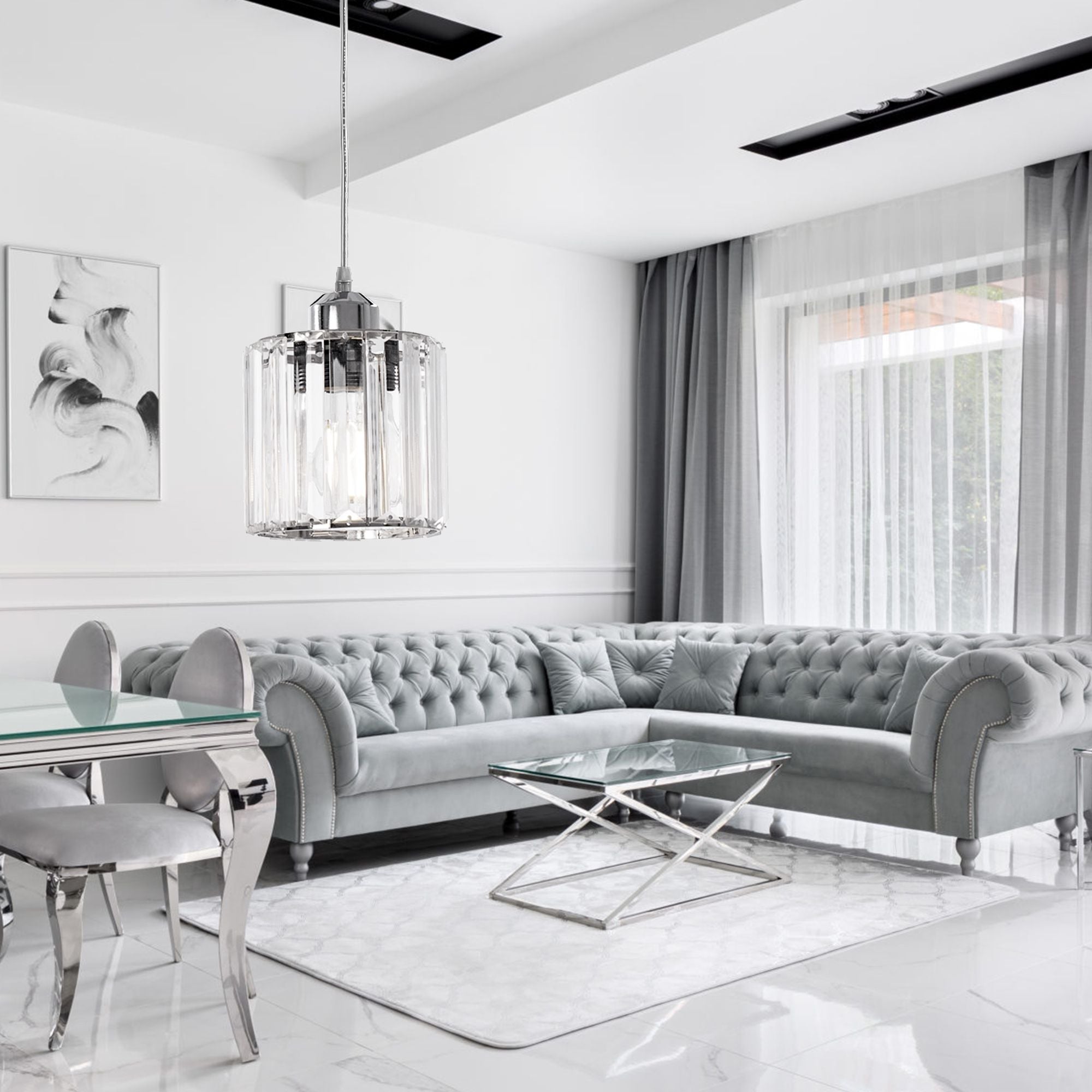 Lampada Da Soffitto Cristallo Argento APP508-1CP