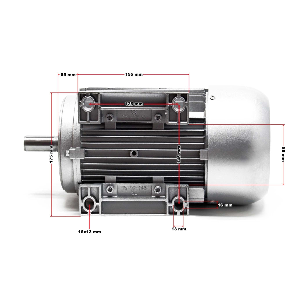 Motore elettrico monofase 2-poli 230V 1,5 kW (2CV) con condensatore di avviamento 2850 giri/min e avvolgimento in alluminio