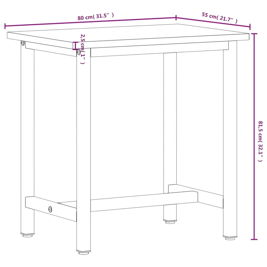 Banco da Lavoro 80x55x81,5 cm Legno Massello Faggio e Metallo 3188903