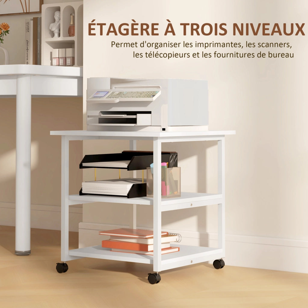 Mobile per stampante 3 livelli con ruote ¨C Zephmum ¨C 50x50x52.5 cm