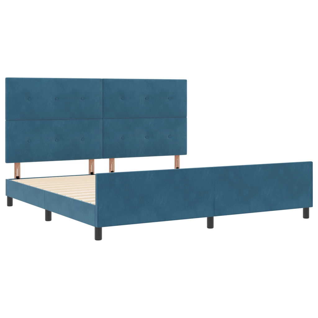 Letto Blu Scuro 200x200 cm in Velluto