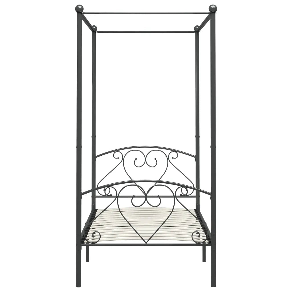 Letto a Baldacchino Grigio in Metallo 120x200 cm  cod mxl 62519