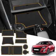 Materassini in gomma per 208 2008 E208 E2008 2020 2021 2022 2023 2024 2025 Mattoncino antistatico antiscivolo per supporto bicchiere, incavo porta, tasca braccio (giallo)
