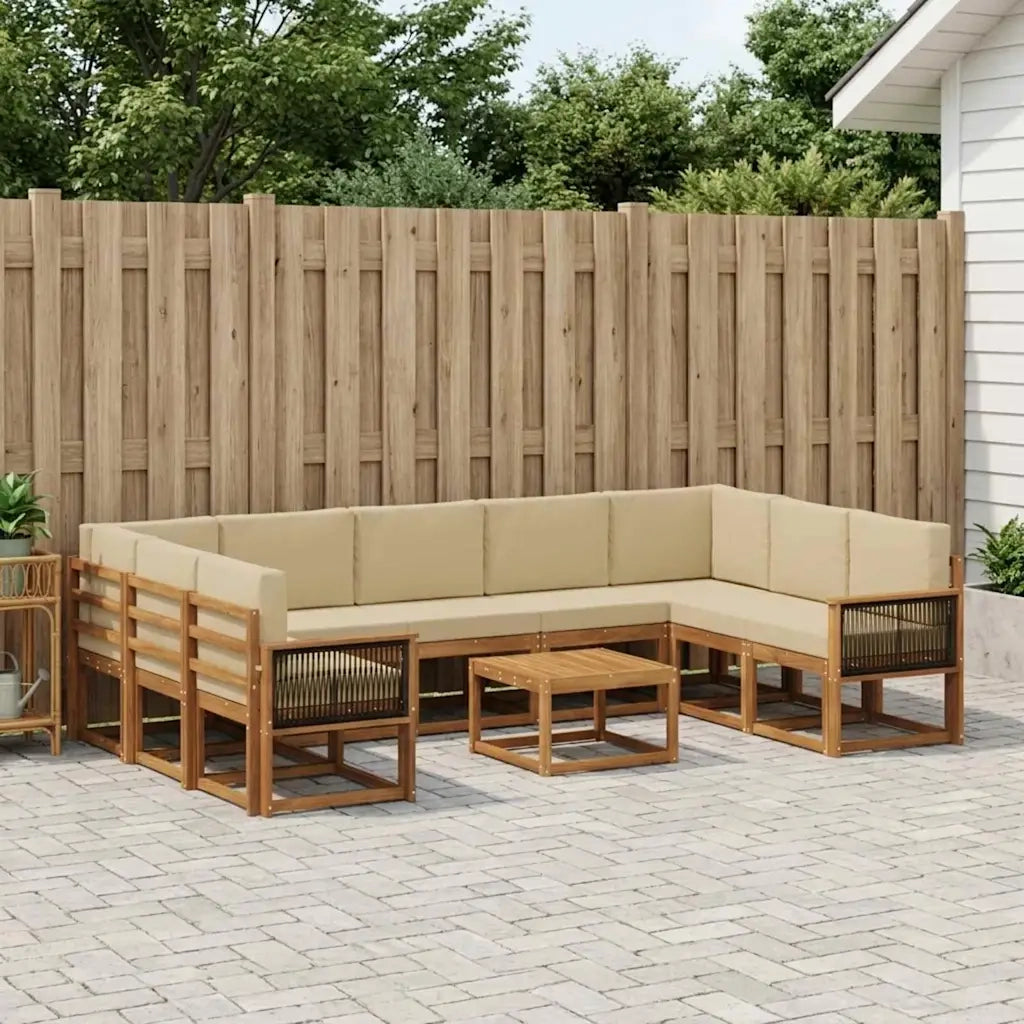 Set di divani da esterno con cuscino 10 pcs Naturale e Beige 3385554