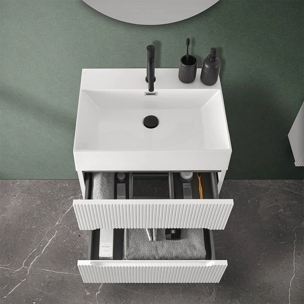 Mobile bagno sospeso cannettato 70 cm bianco opaco Bali