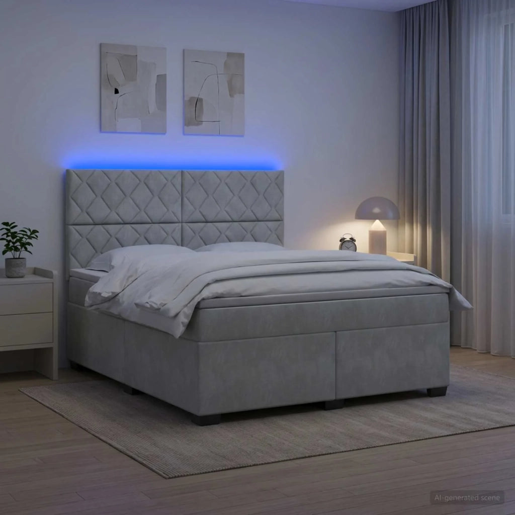 Letto box spring con materasso Grigio Chiaro 140 x 200 cm 3455126